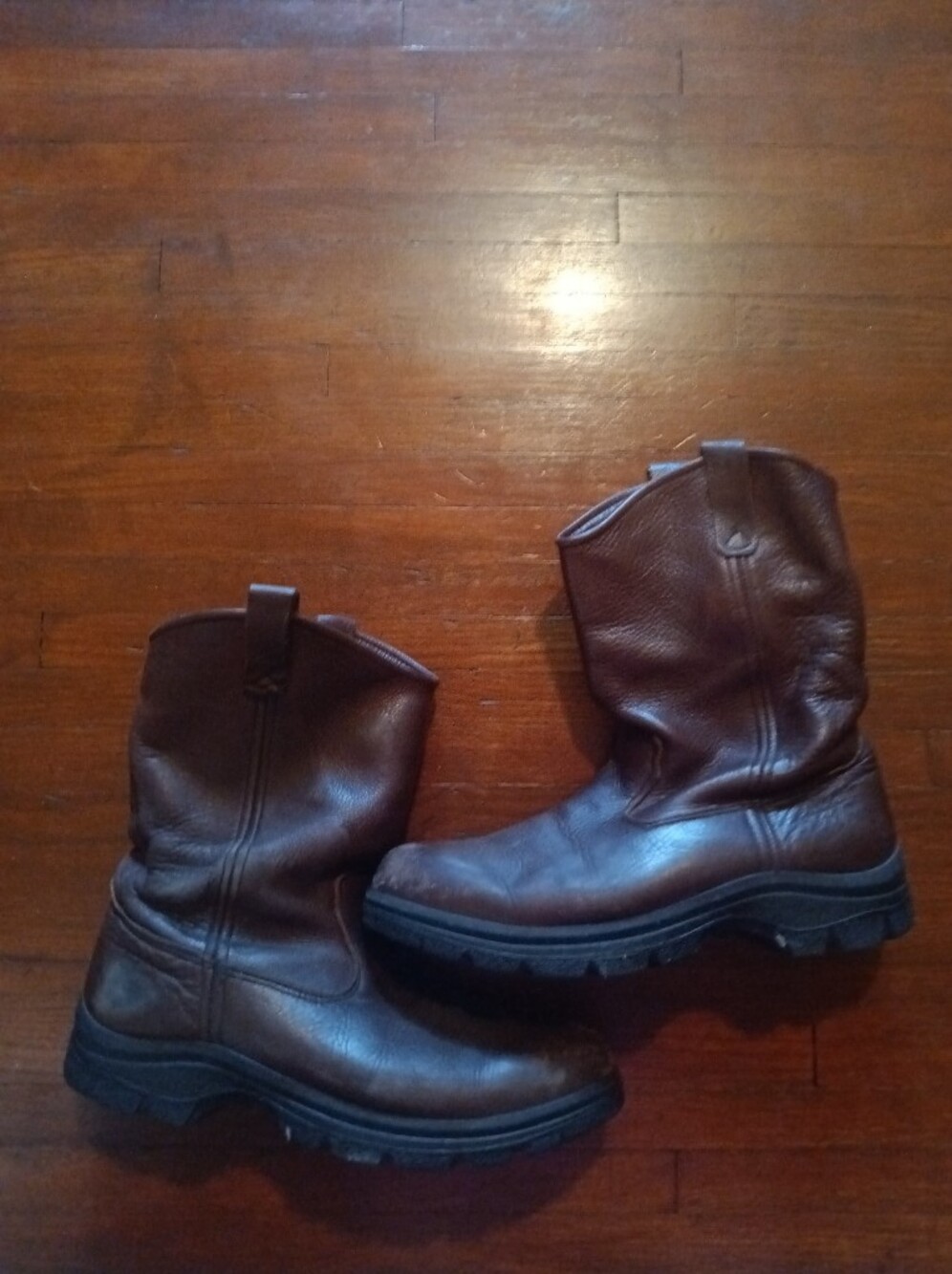 Men's Brown Genuine Leather Pull-On Work Boots